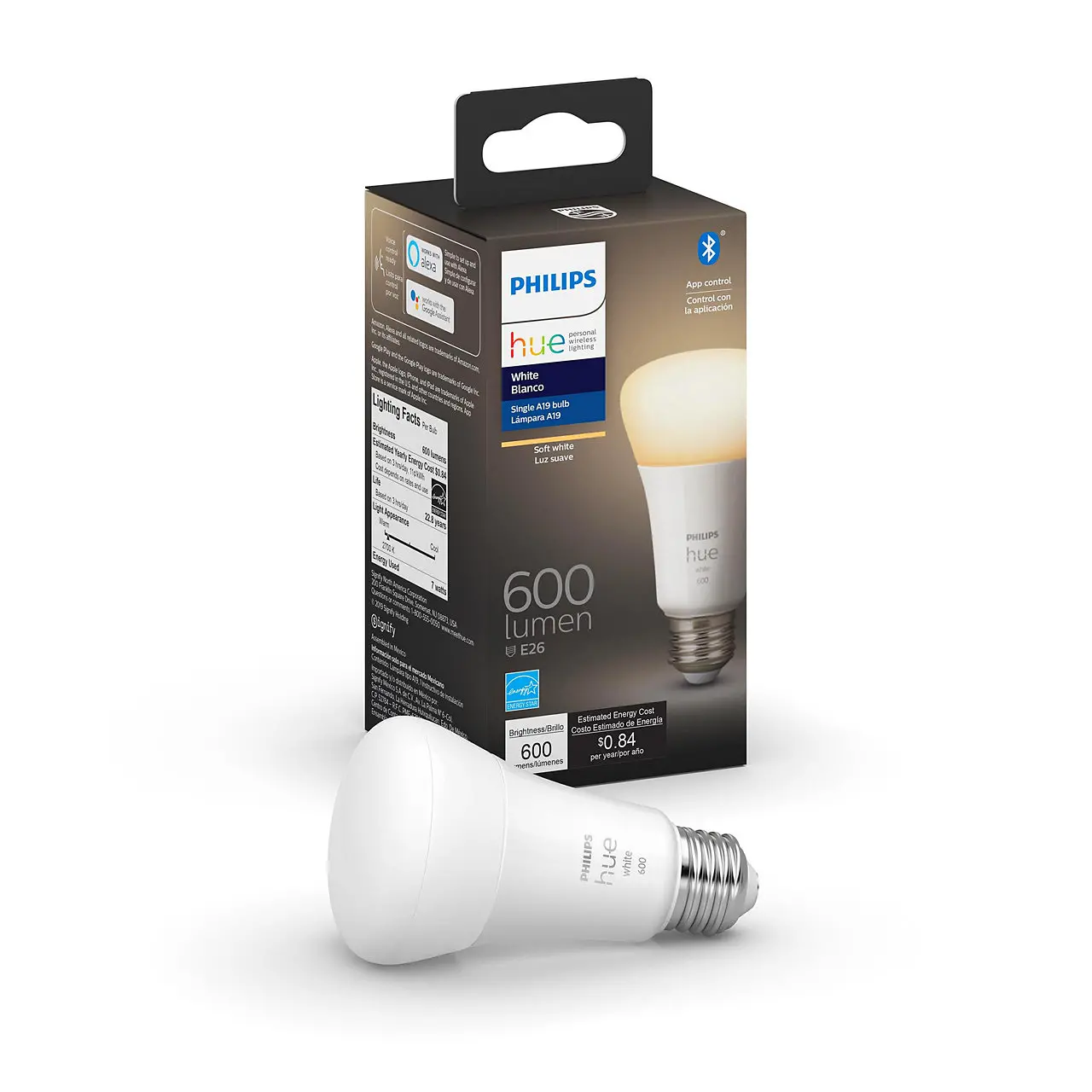 Product image for Hue White Bulb A19 E26 with Bluetooth