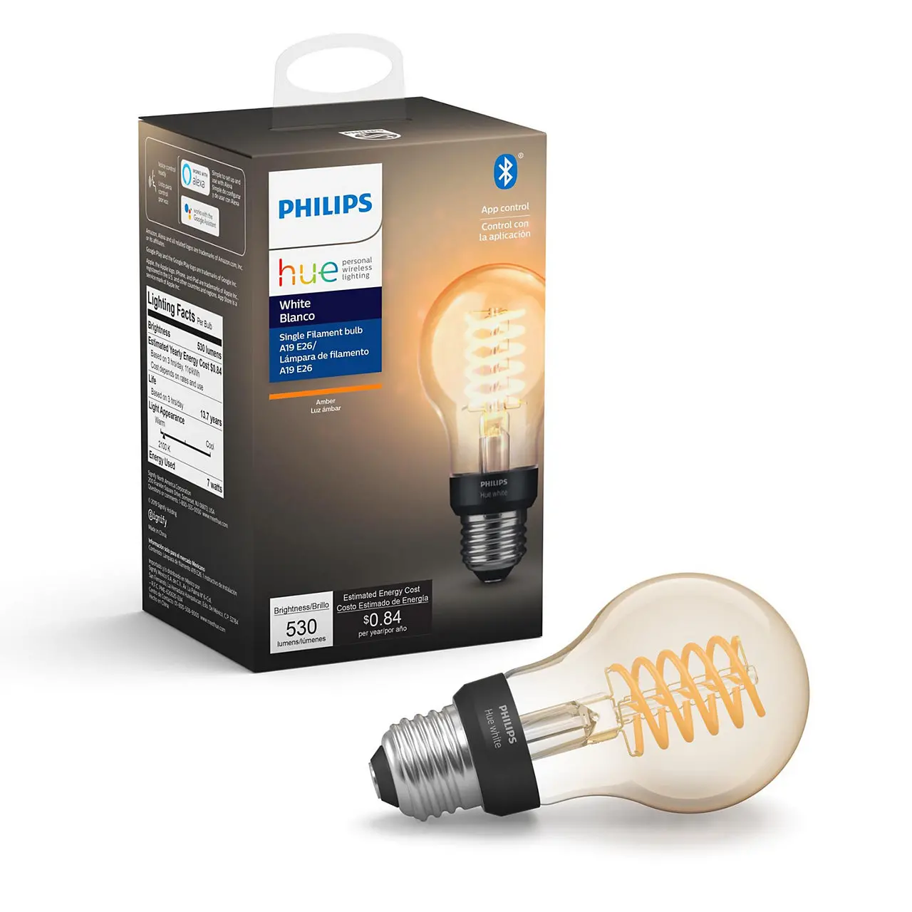 Product image for Hue White Filament Bulb A19 E26 Bluetooth